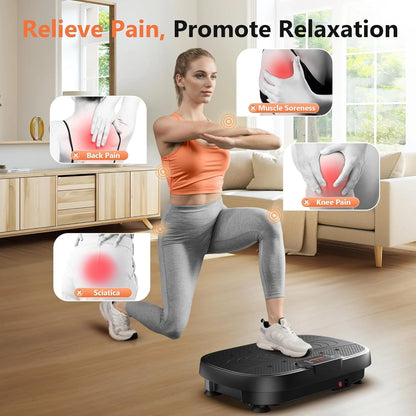 Vibration Plate, Whole Body Vibration Plate Exercise Machine for Lymphatic Drainage, Power Plate Vibration Plate W/ 2 Resistance Bands for Wellness and Fitness