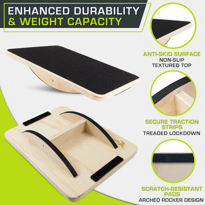 Wooden Rocker Balance Board Ideal for Standing Desk