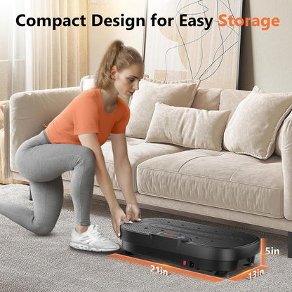 Vibration Plate, Whole Body Vibration Plate Exercise Machine for Lymphatic Drainage, Power Plate Vibration Plate W/ 2 Resistance Bands for Wellness and Fitness