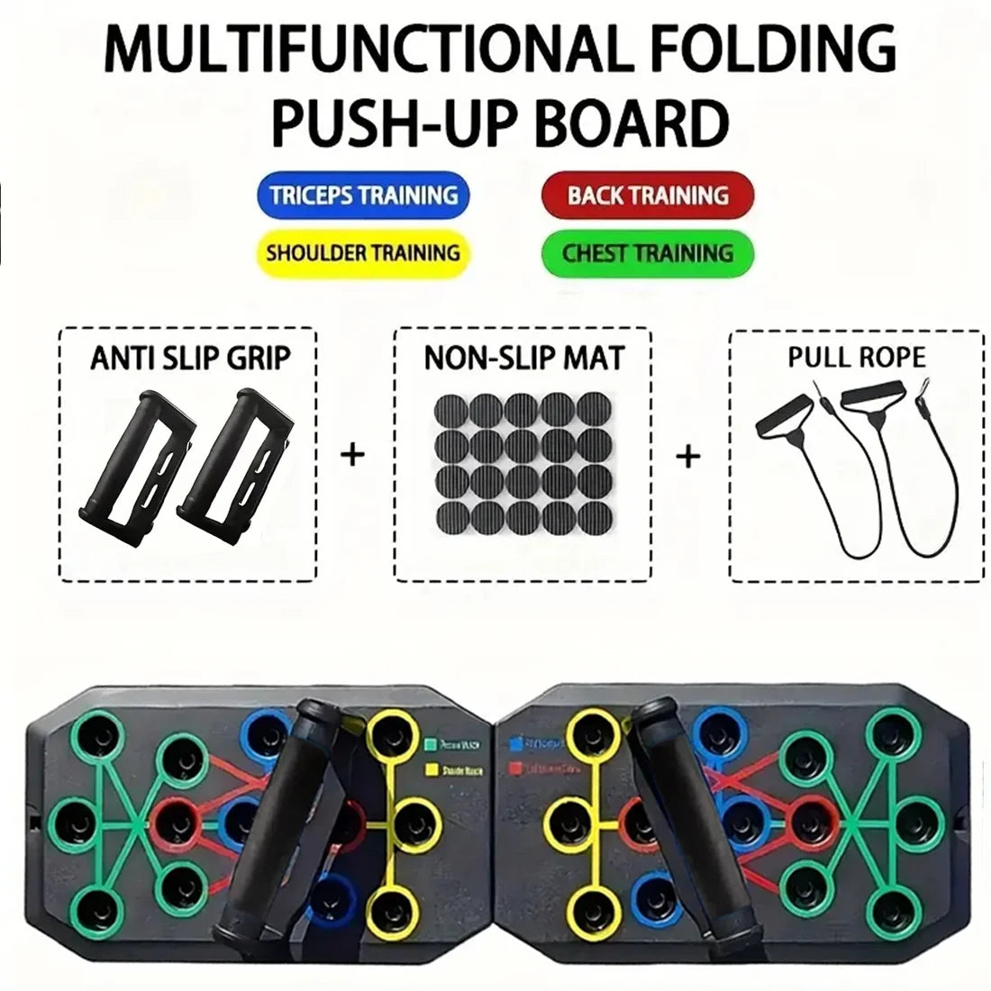 2-1 Multifunctional Folding Push up Board, Portable Folding 28 in 1 Home and Gym Exercise Equipment, Suitable for Chest and Back Exercises, Fitness Strength Training Stand