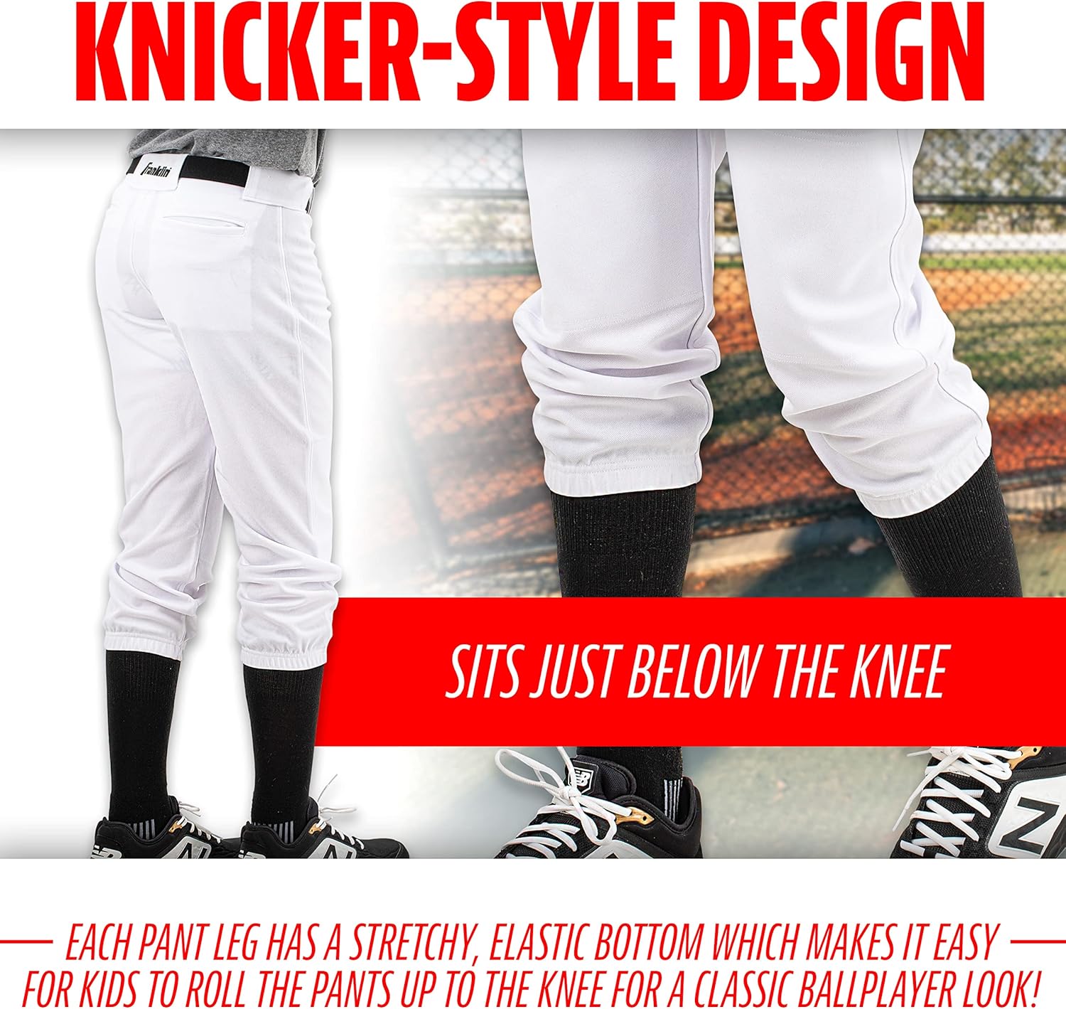 Youth Baseball + Softball Pants - Knee High + Relaxed Fit Kids Baseball Pants - White, Black + Grey Pants