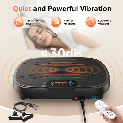 Vibration Plate, Whole Body Vibration Plate Exercise Machine for Lymphatic Drainage, Power Plate Vibration Plate W/ 2 Resistance Bands for Wellness and Fitness