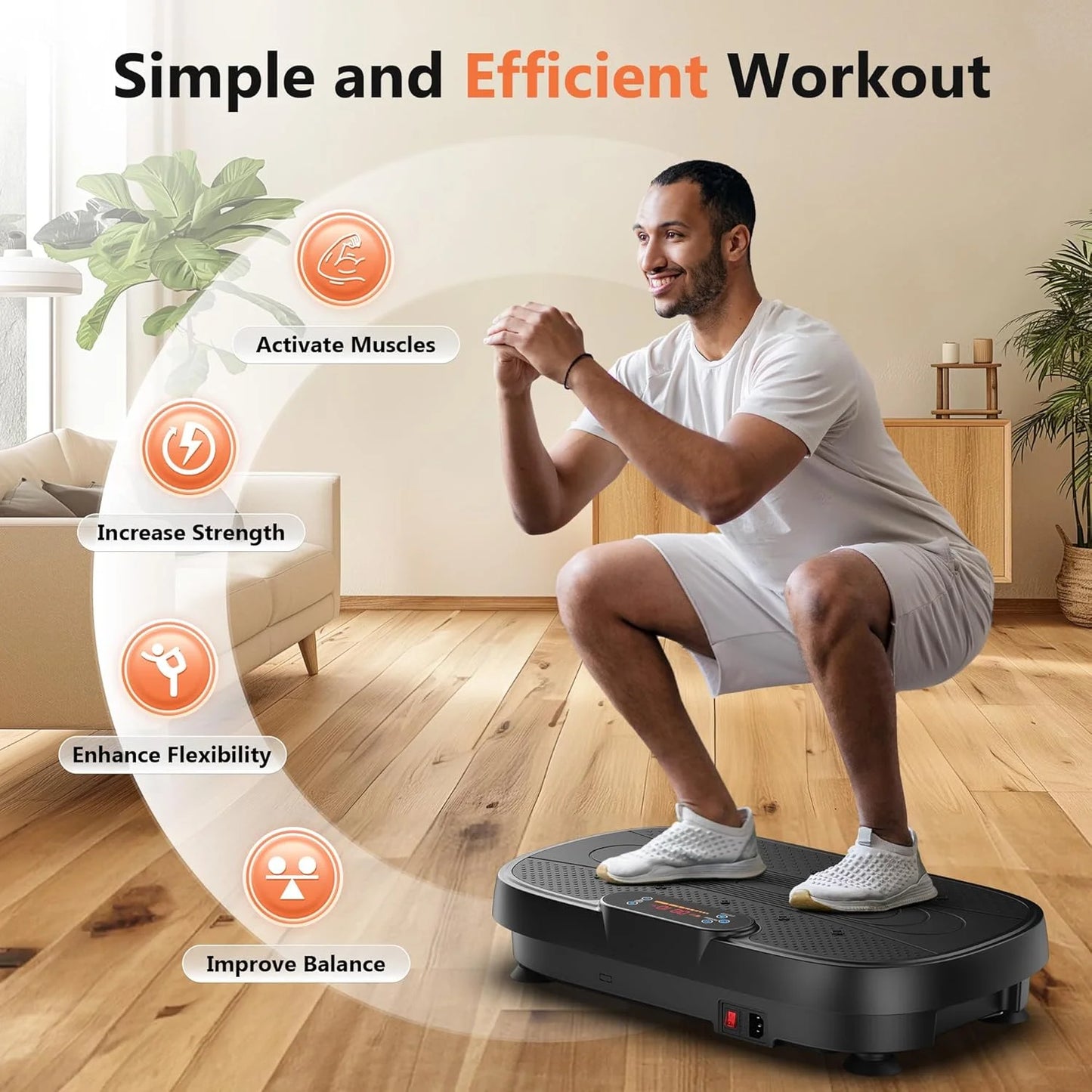 Vibration Plate, Whole Body Vibration Plate Exercise Machine for Lymphatic Drainage, Power Plate Vibration Plate W/ 2 Resistance Bands for Wellness and Fitness