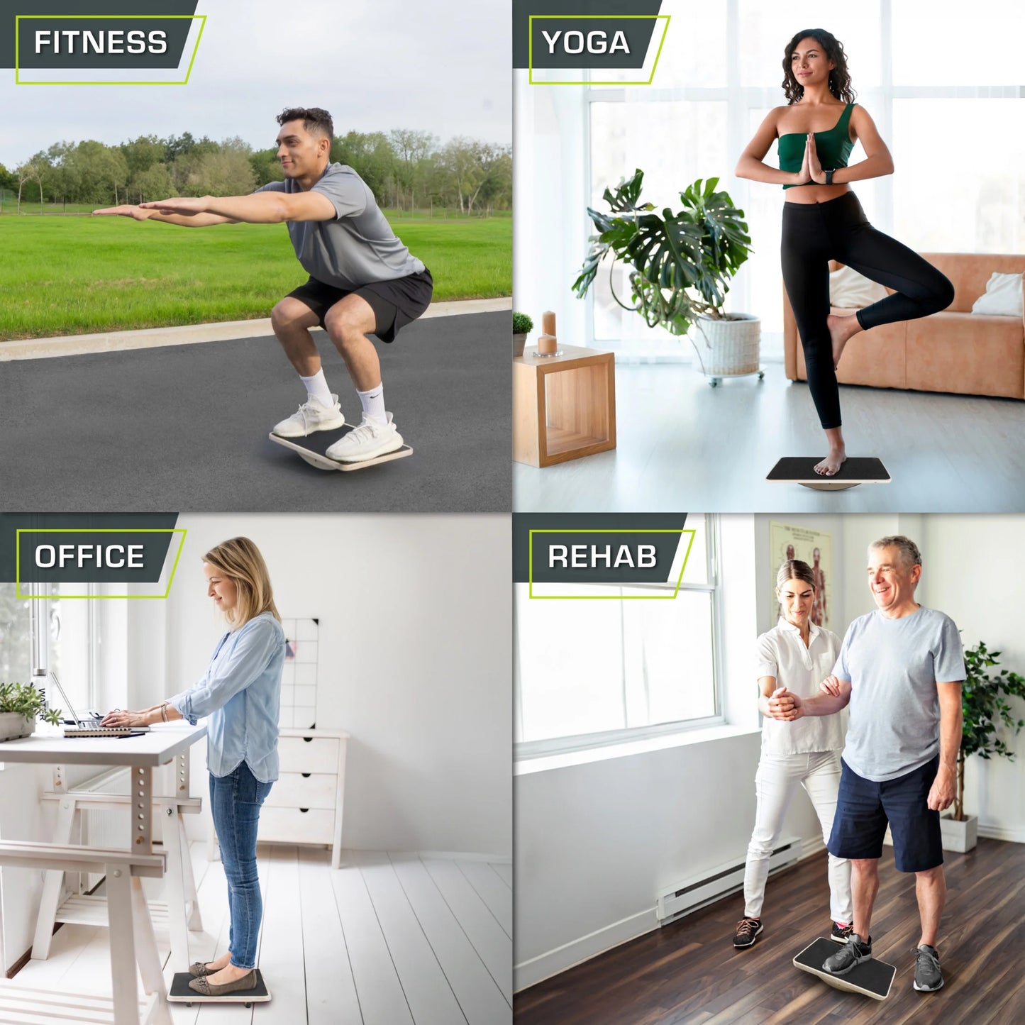 Wooden Rocker Balance Board Ideal for Standing Desk