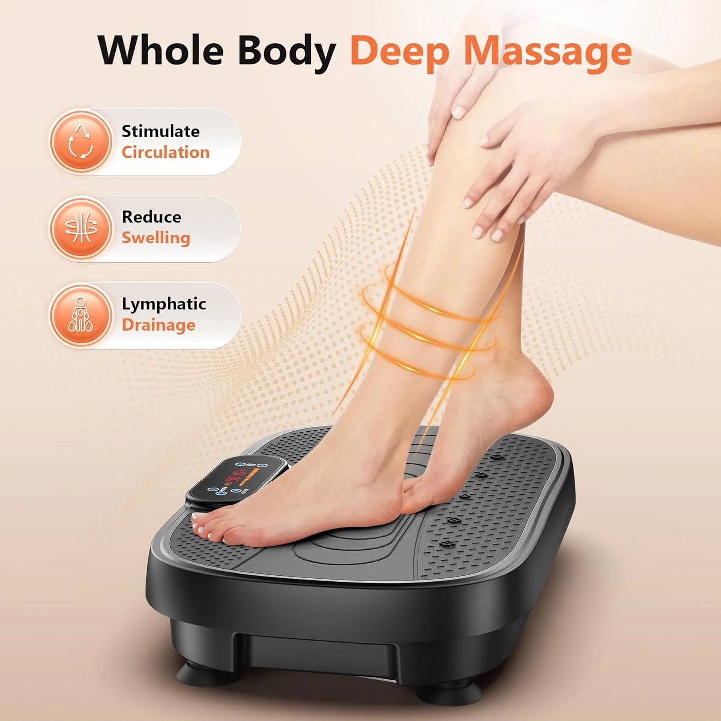 Vibration Plate, Whole Body Vibration Plate Exercise Machine for Lymphatic Drainage, Power Plate Vibration Plate W/ 2 Resistance Bands for Wellness and Fitness
